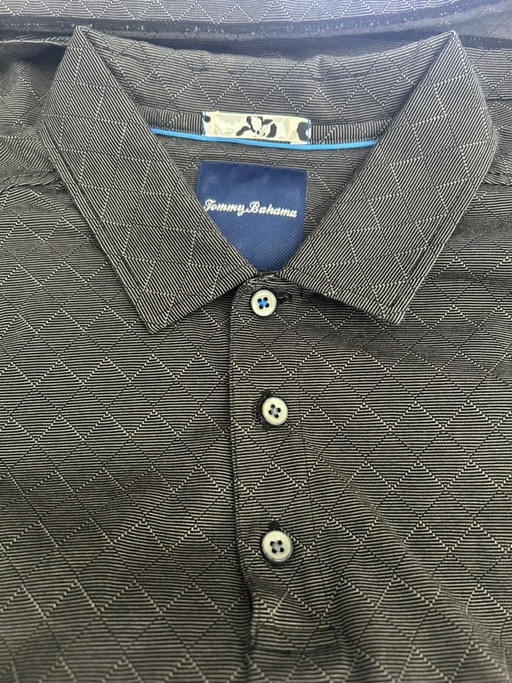 Tommy Bahama Black Diamond-Pattern Polo size large